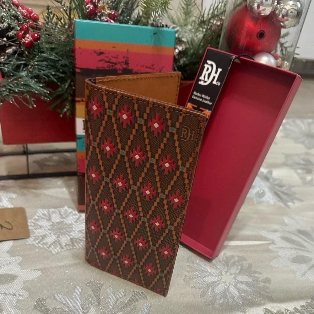 New Red Dirt Hat Co Unisex Wallet Rodeo Leather Southwest RedTan 23111876W16